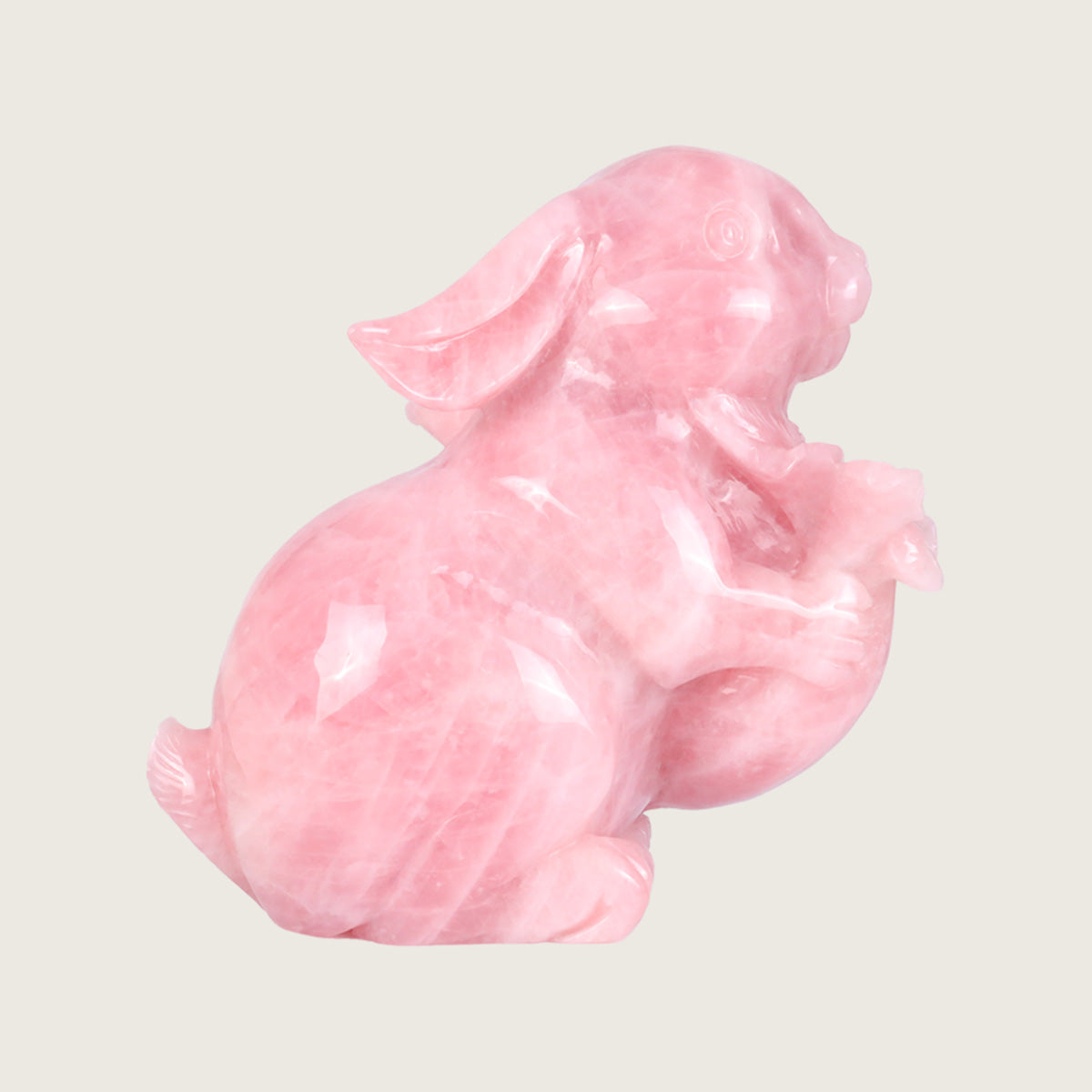 11.0" Rose Quartz Chubby Rabbit Carving  #CTC0048
