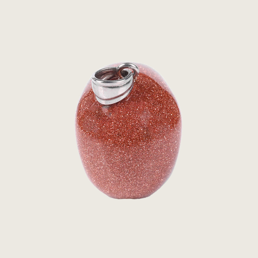 1.1" Brown Goldstone Skull Pendant Carving  #CSC0021
