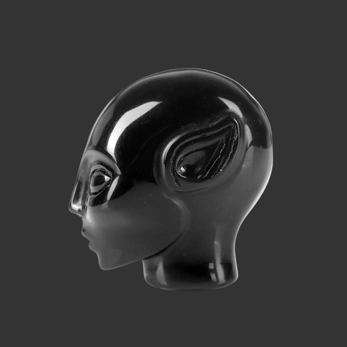 2.0" Black Obsidian Alien Skull Carving  #CSC0032