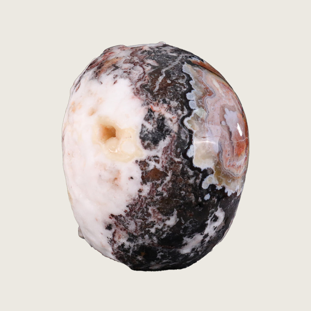 4.5" Red Crazy Lace Agate Human Skull Carving  #SKH45005