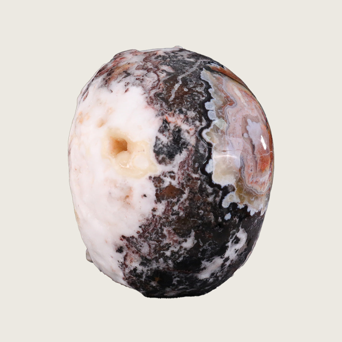 4.5" Red Crazy Lace Agate Human Skull Carving  #SKH45005