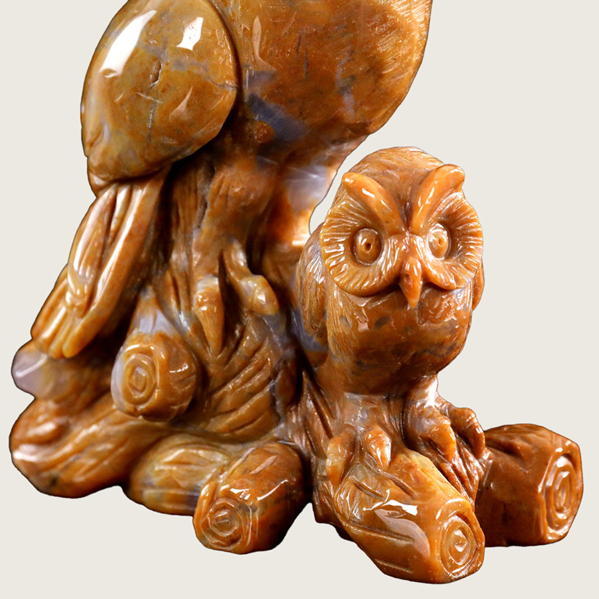 6.0" Chalcedony Jasper Owls Carving  #CTC0001