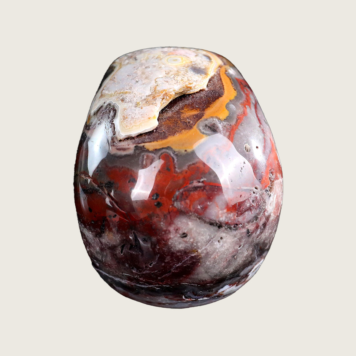 3.0" Red Crazy Lace Crystal Skull Carving  #SKHRC3001