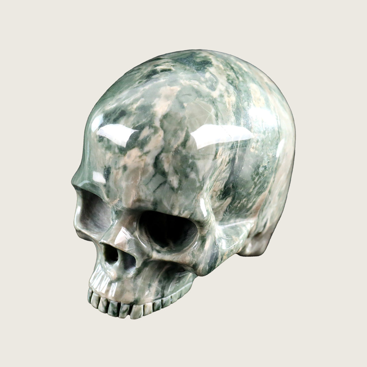 4.0" Nine Dragon Jade Jawless skull Carving  #CSC0015