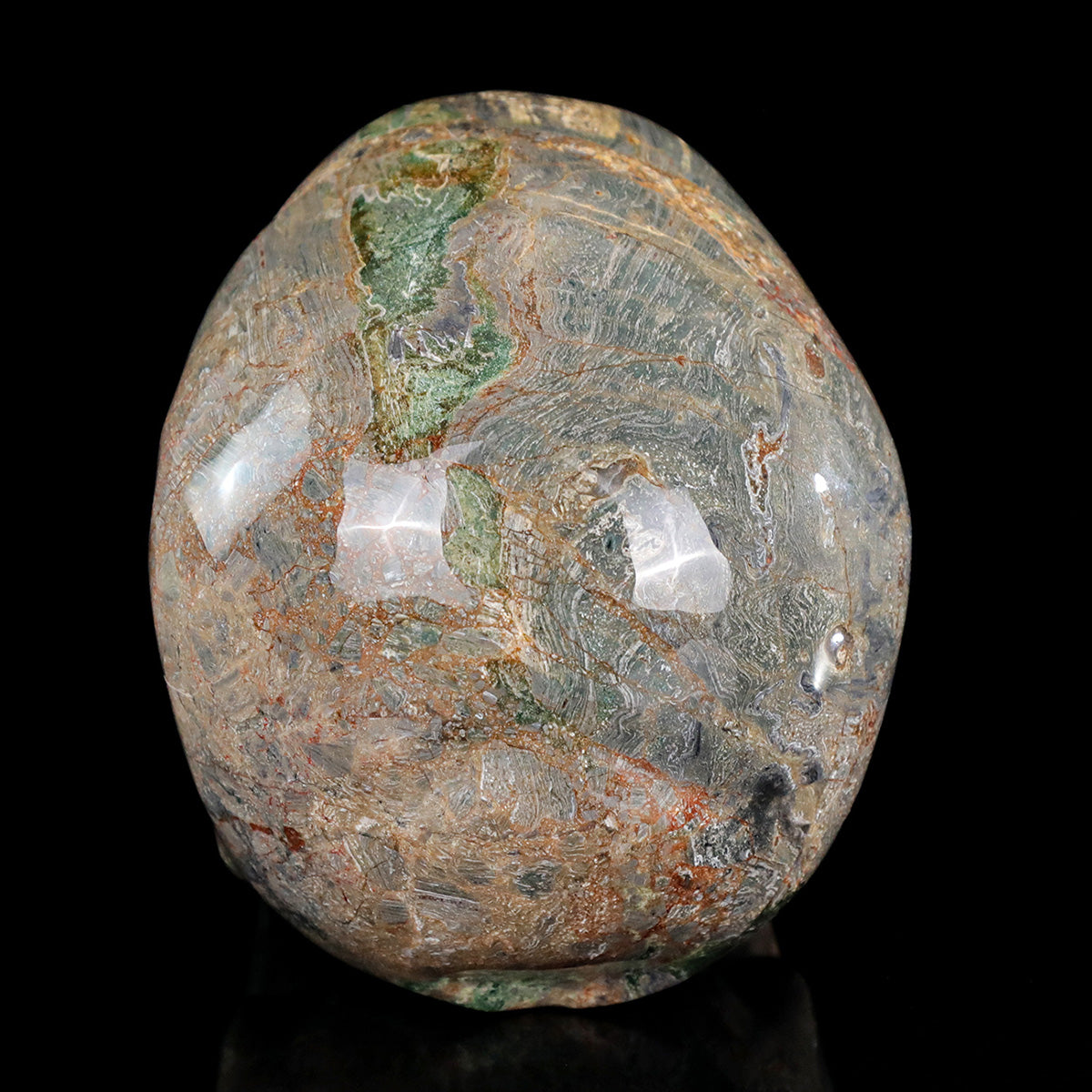 7.0" Colorful Threads Jasper Skull Carving  #SCS0030