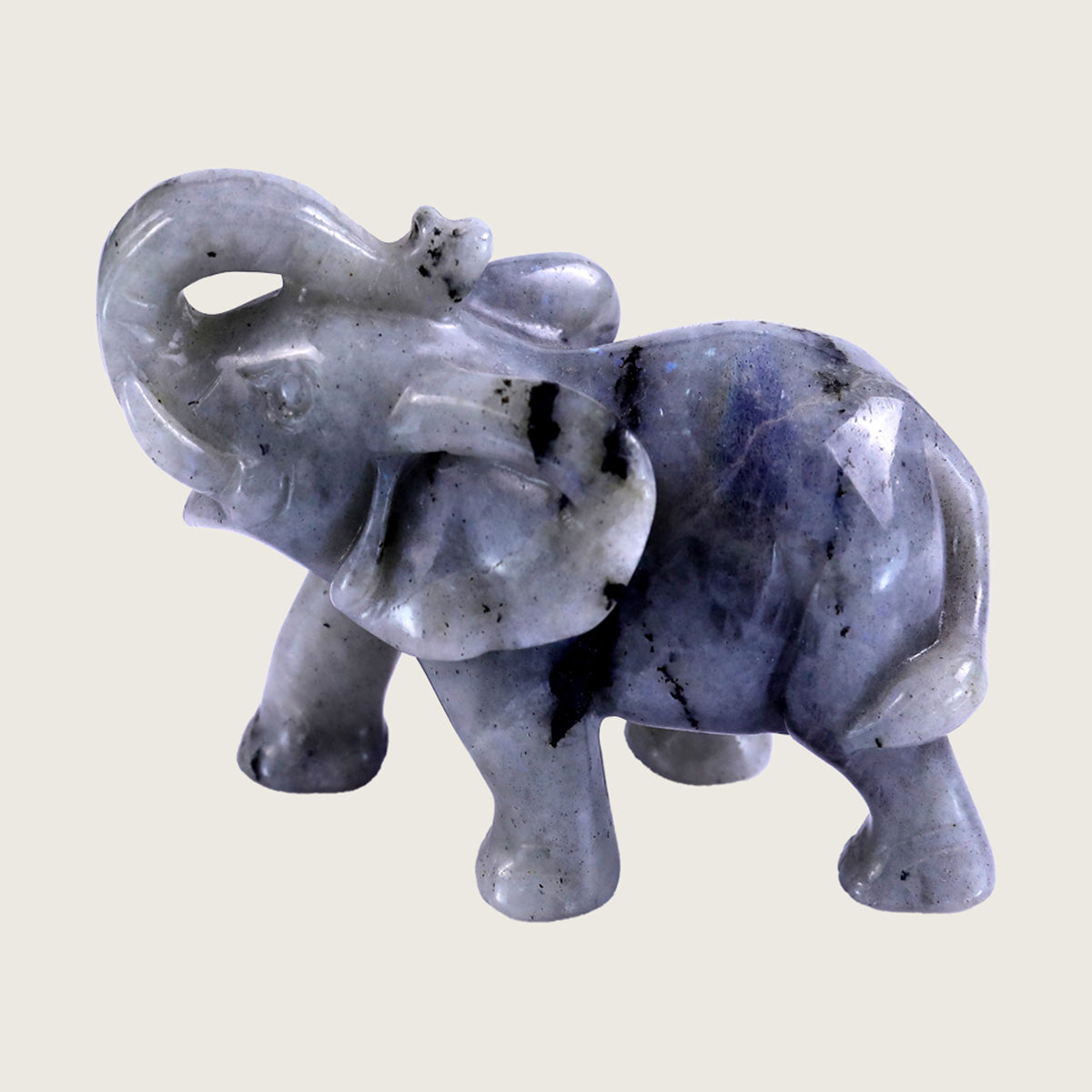 4.1" White Labradorite Elephant Carving  #CHA0017