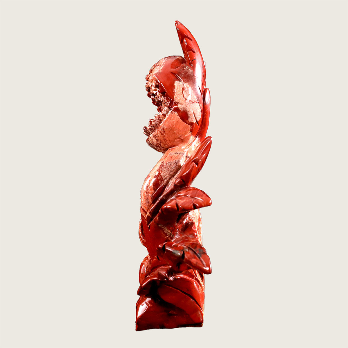 5.3" Red Jasper Carnivorous Flower Carving  #CTC0016