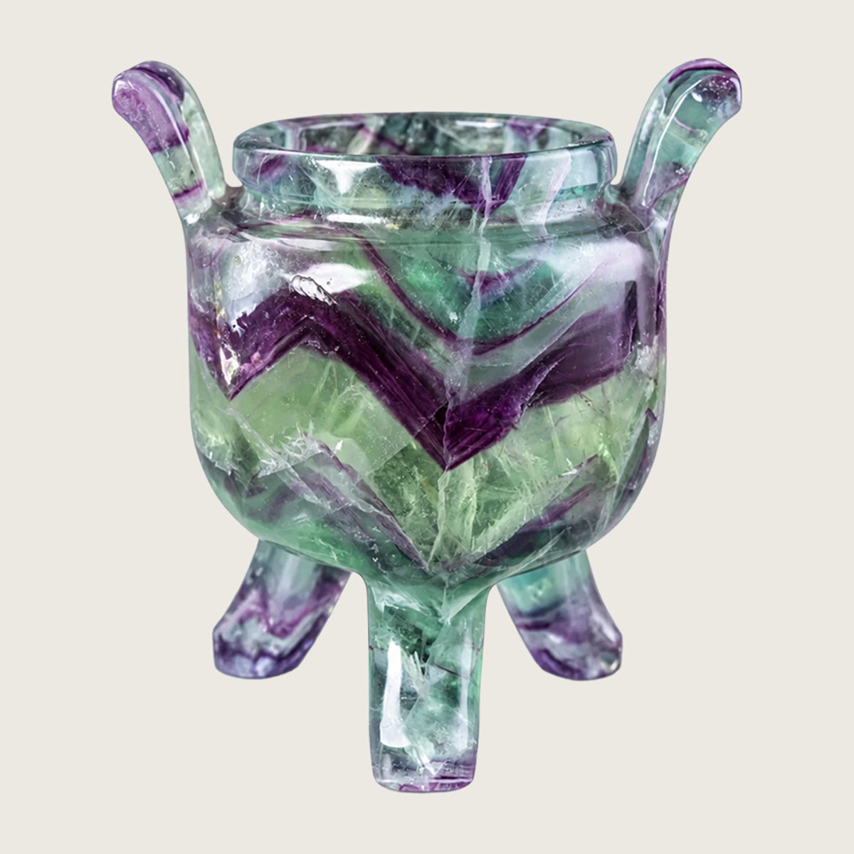 4.9" Fluorite Crystal Censer Carving  #CTC0045