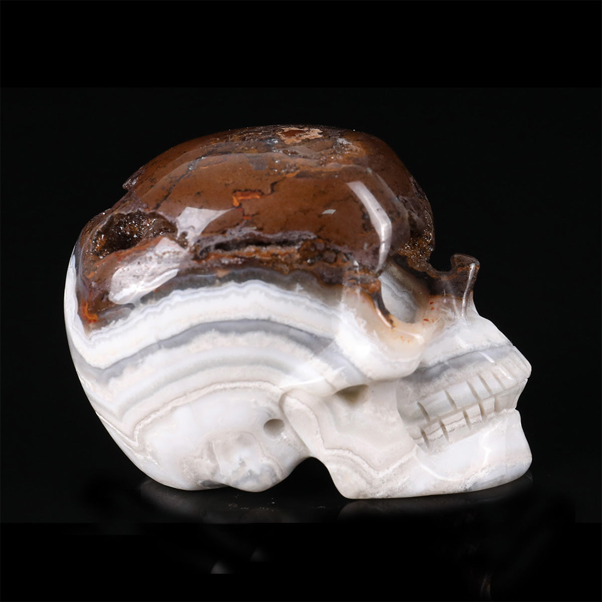 2.2" Red Lace Agate Crystal Skull Carving  #SKH22075