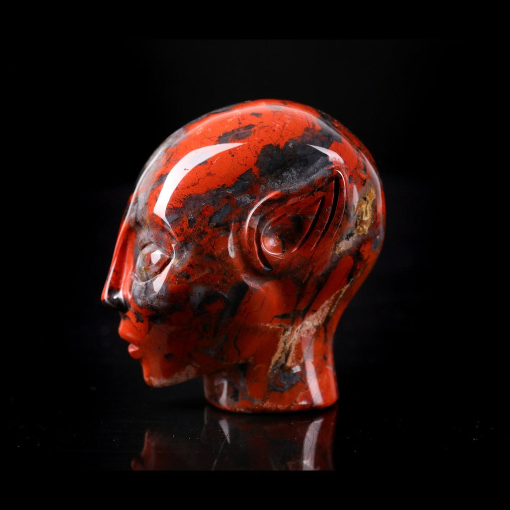 2.0" Red Jasper Alien Skull Carving  #CSC0031