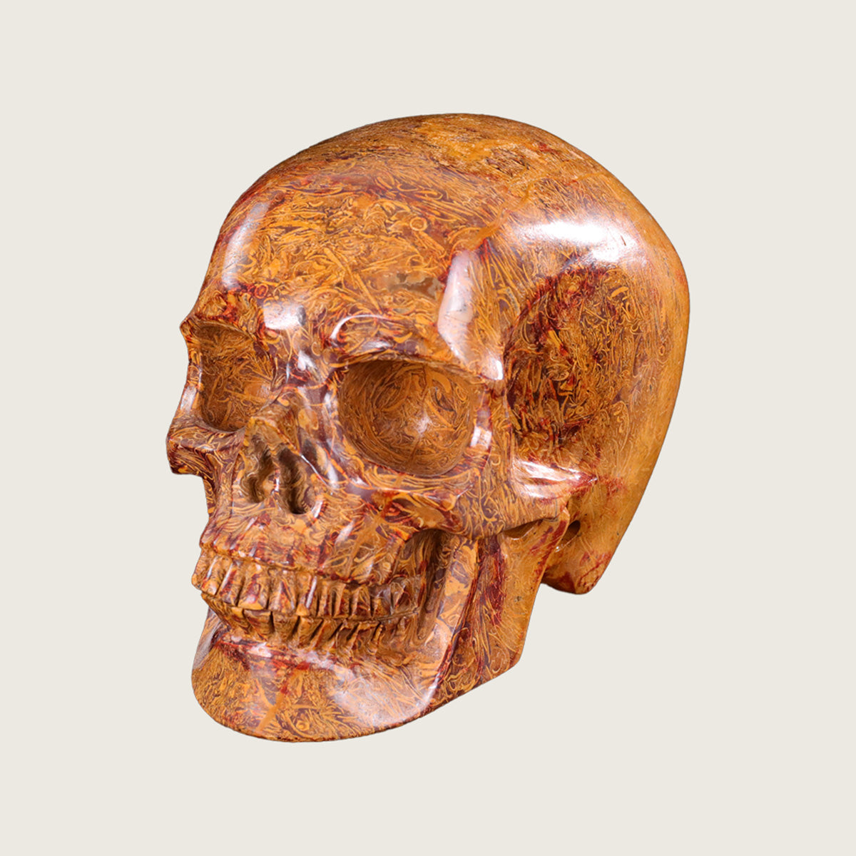 7.0" Elephant Skin Jasper Human Skull Carving  #SCS0015