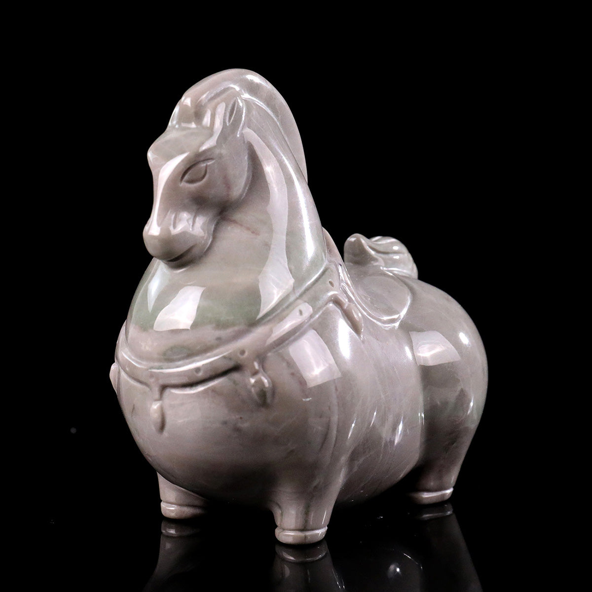 2.7" Jiulong Jade Tang Horse Carving  #CHA0025