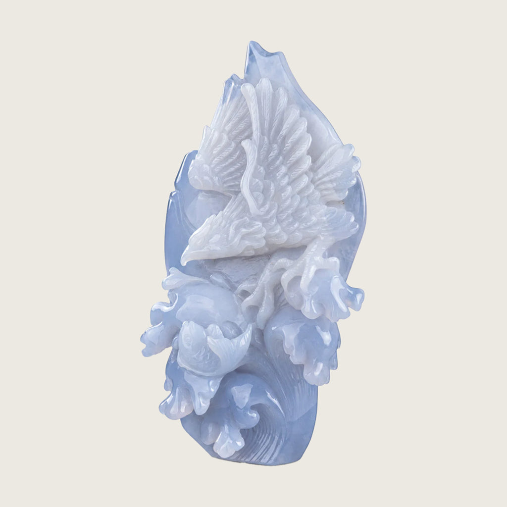 7.7" Blue Chalcedony Crystal Eagle Carving  #CTC0070