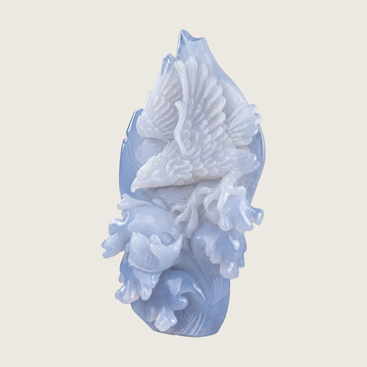 7.7" Blue Chalcedony Crystal Eagle Carving  #CTC0070
