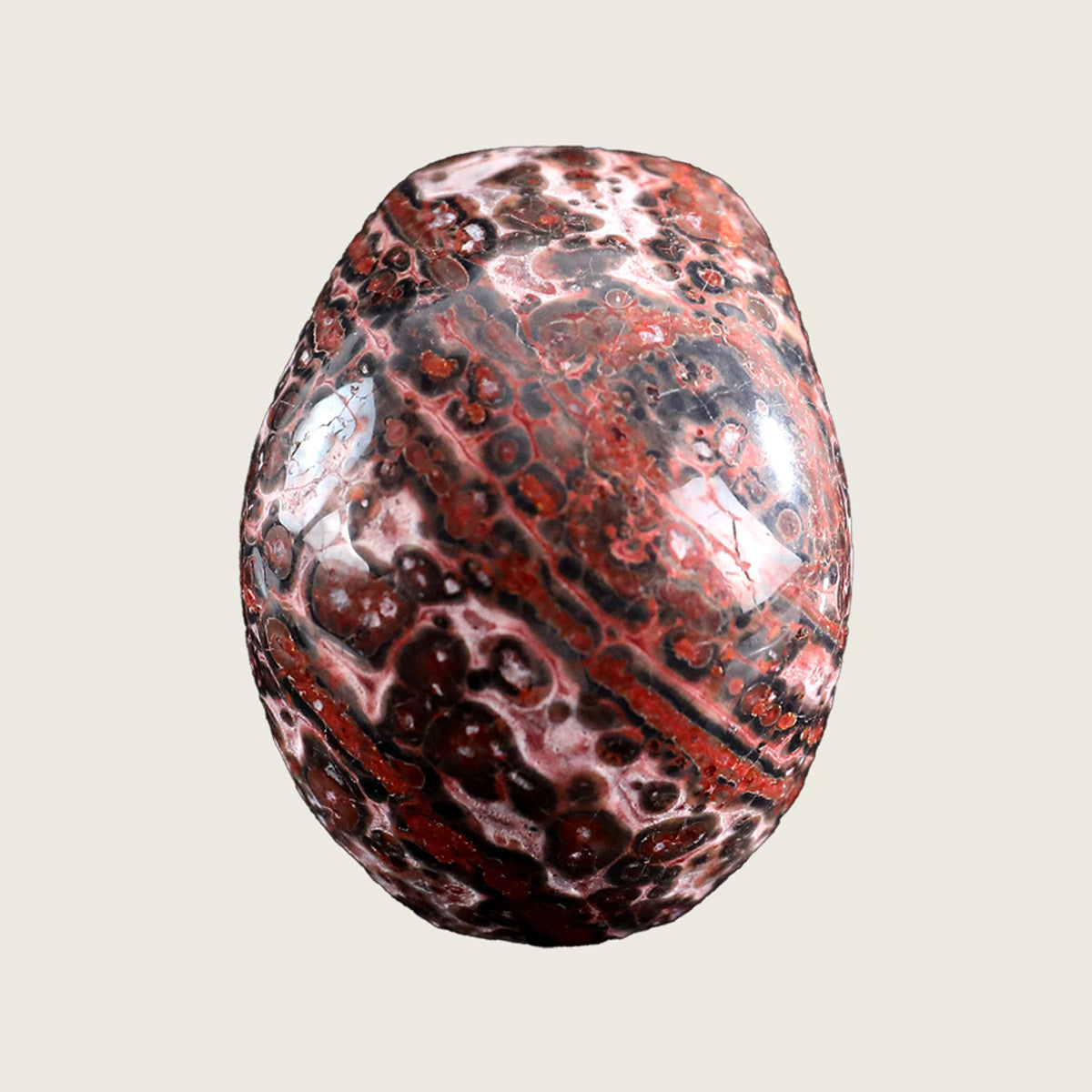 2.2" Red Leopard Skin Human Skull Carving  #SKH22001