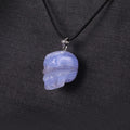 1.1" Blue Lace Agate Skull Pendant Carving  #CSC0051