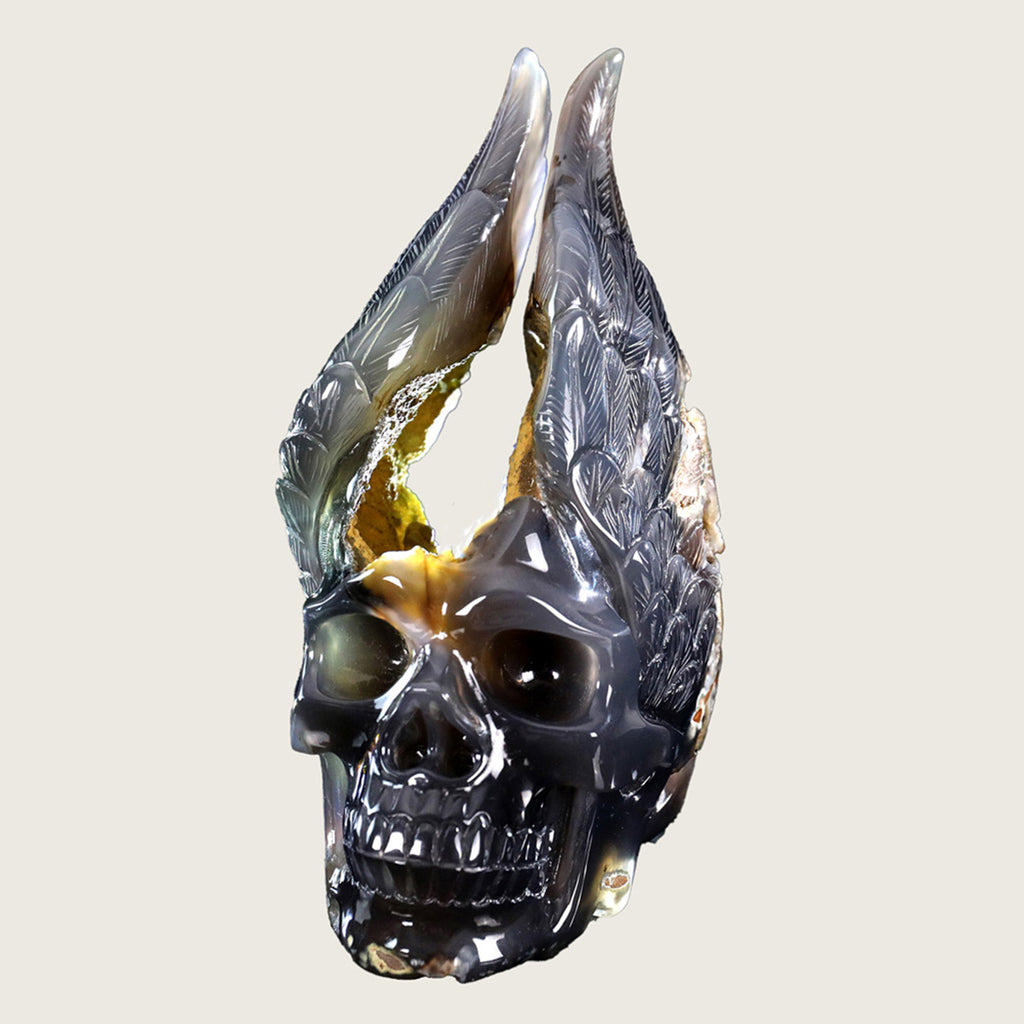 5.2" Geode Agate Huge Skull Carving  #SCS0006