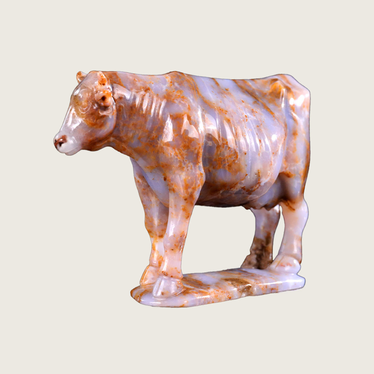 5.3" Chalcedony Jasper Cow Carving  #CTC0059