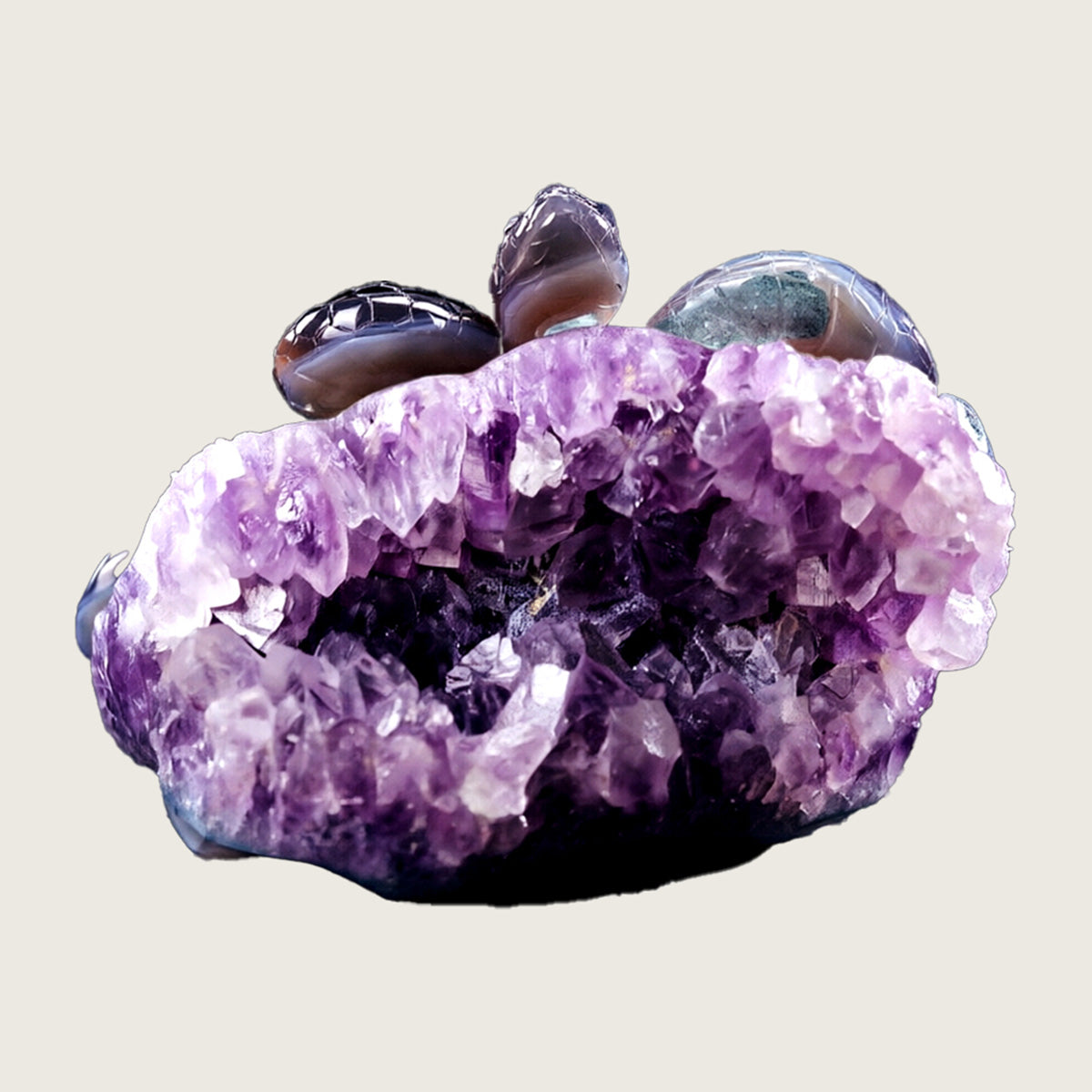 5.4" Amethyst Druse Agate Snake Carving  #GDC0014