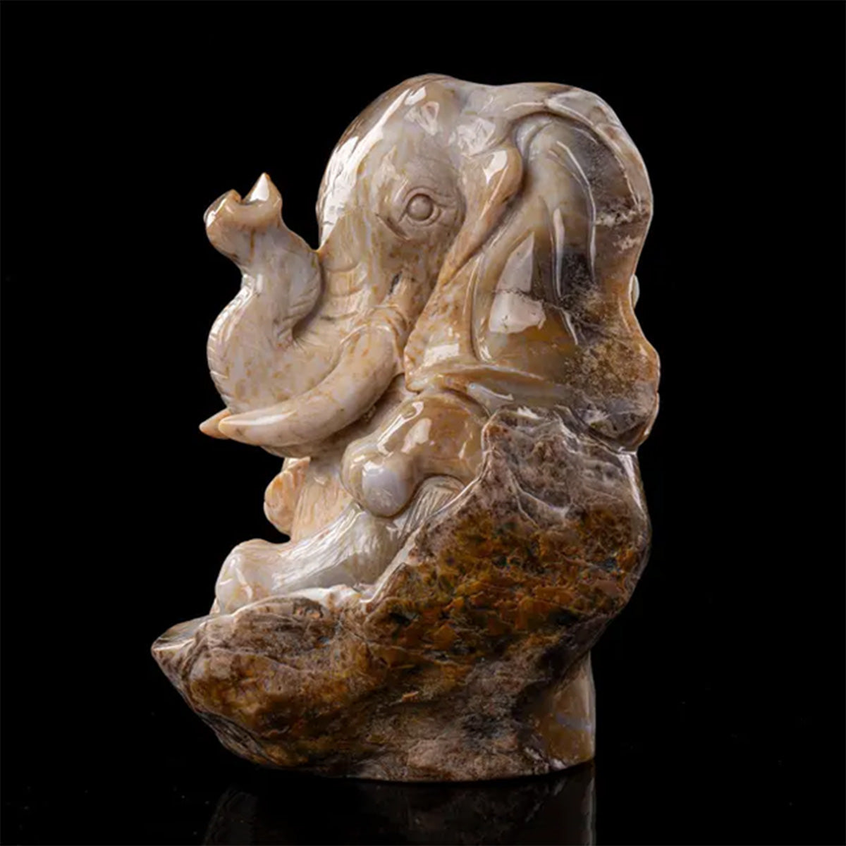 10.5" Yellow Chalcedony Seated Elephant  #CTC0089