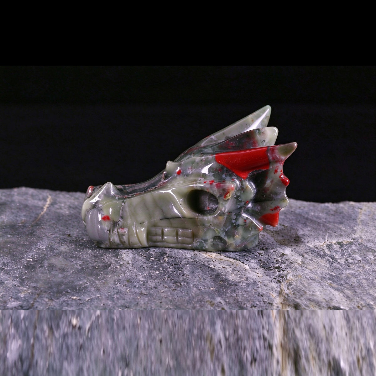 3.0" African Bloodstone Dragon Skull Carving  #CSC0023