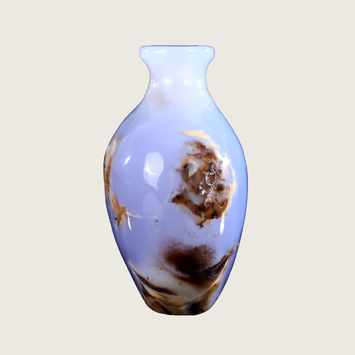 2.9" Blue Chalcedony Vase Carving  #CHA0001