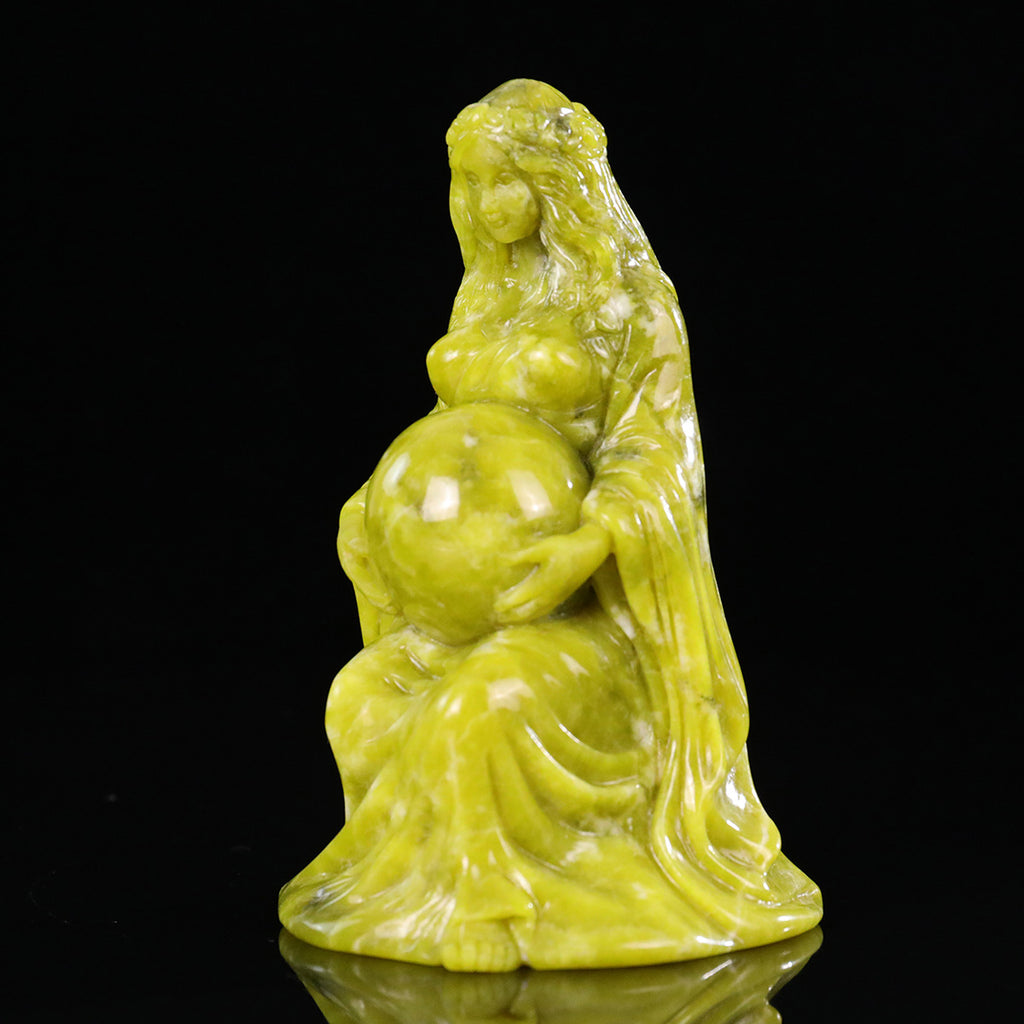 3.0" Xiuyan Jade Mother Earth Carving  #CTC0067