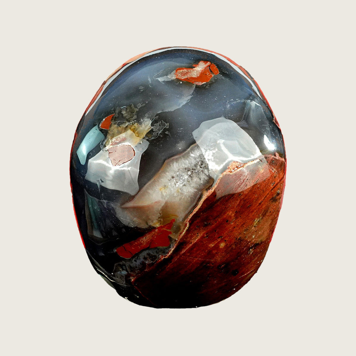 4.5" Volcanic Agate Crystal Skull Carving  #SKHVA4501
