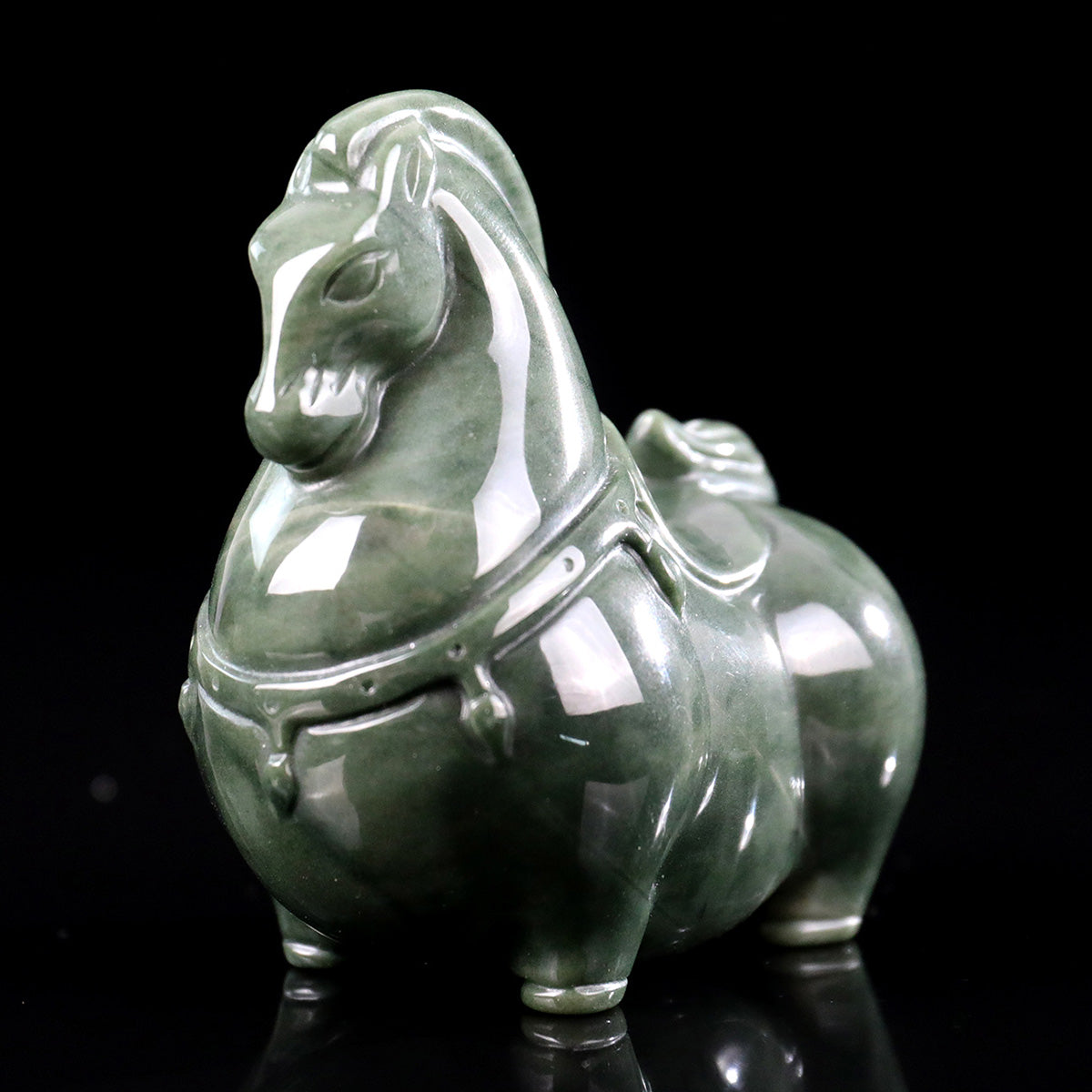 2.7" Jiulong Jade Tang Horse Carving  #CHA0023