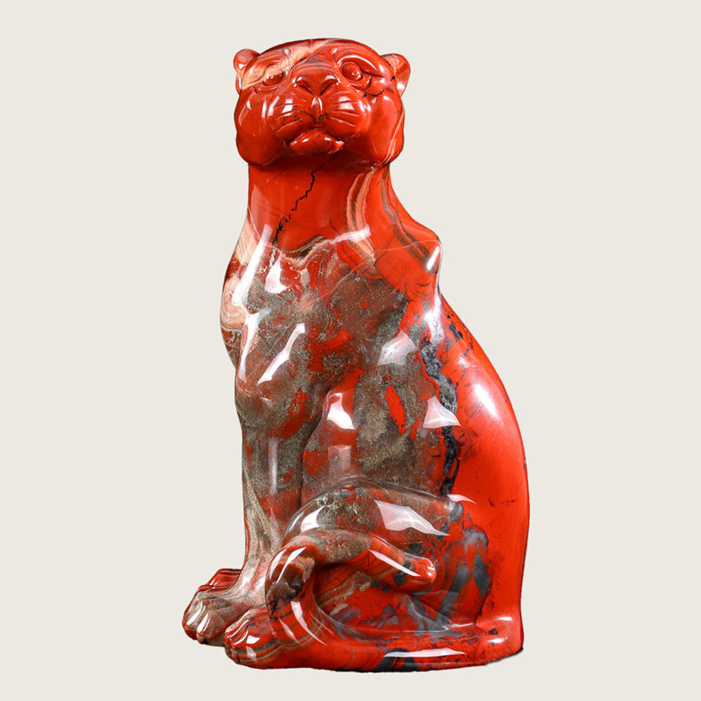 5.0" Red Jasper Leopard Carving  #CTC0011