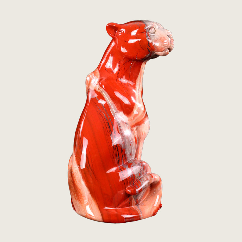5.0" Red Jasper Seated Leopard #CTC0055