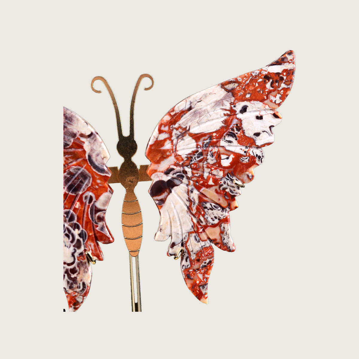 5.0" Coin Agate Butterfly Wings Carving  #CHA0004