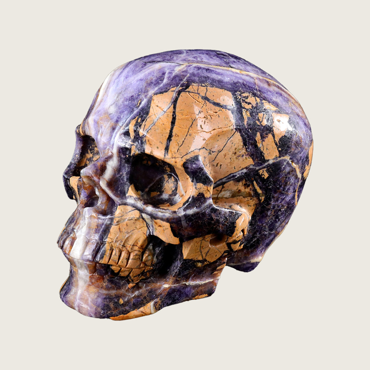 9.2" Purple Fluorite Human Skull Carving  #SCS0014