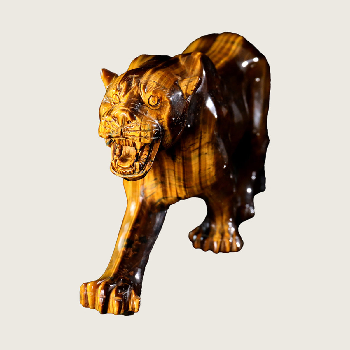 10.8" Tiger Eye Leopard Carving  #CTC0007