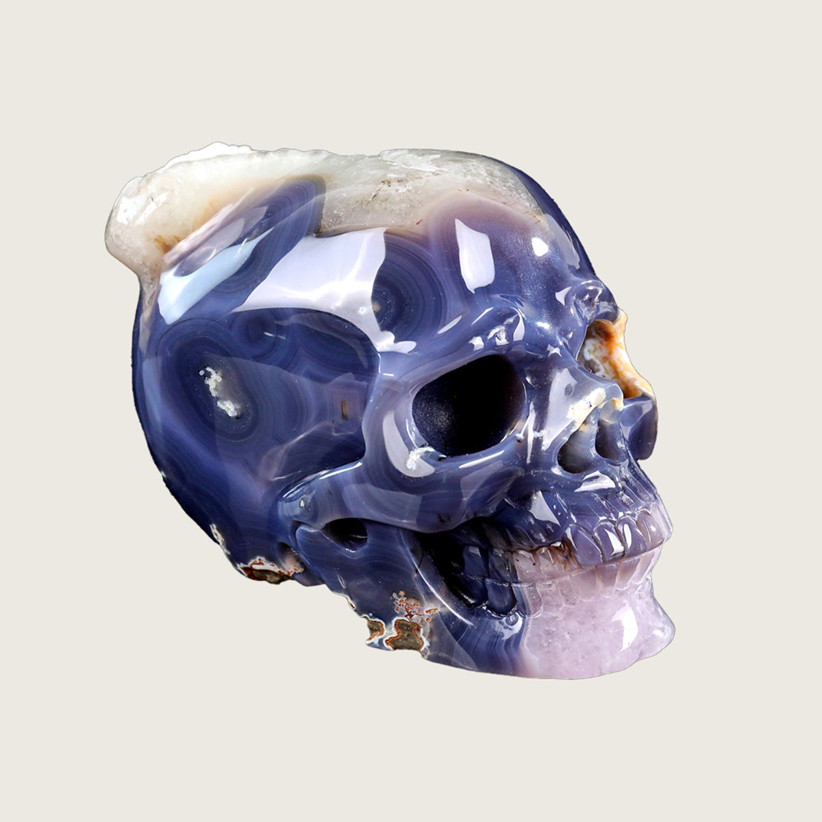6.0" Geode Agate Crystal Skull Carving  #SCS0018