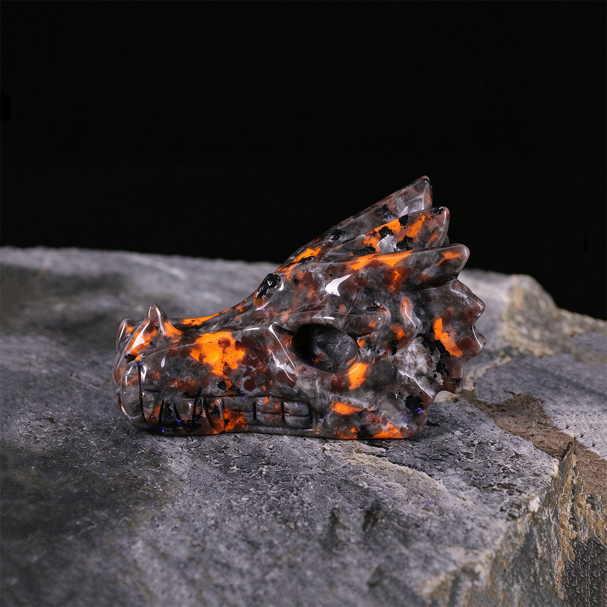 2.5" Fire Stone Dragon Skull Carving  #CSC0050