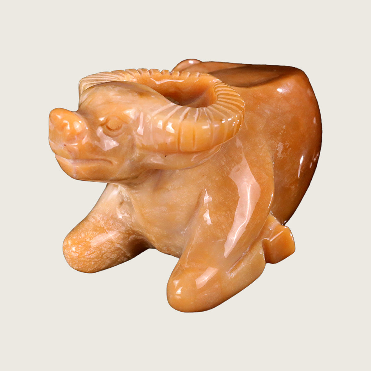 4.3" Chalcedony Jasper Water Buffalo Carving  #CTC0060