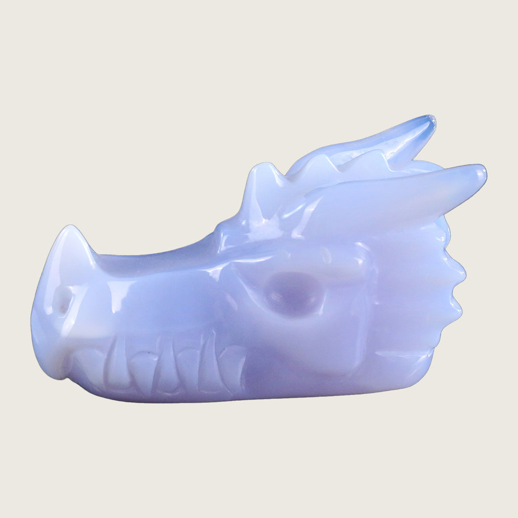 3.3" Blue Chalcedony Dragon Skull Carving  #CSC0003