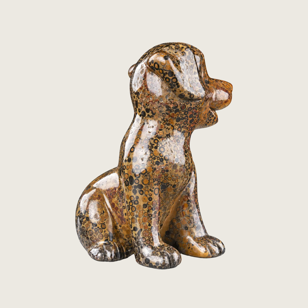 3.9" Leopard Skin Jasper Labrador Dog Carving  #CTC0043