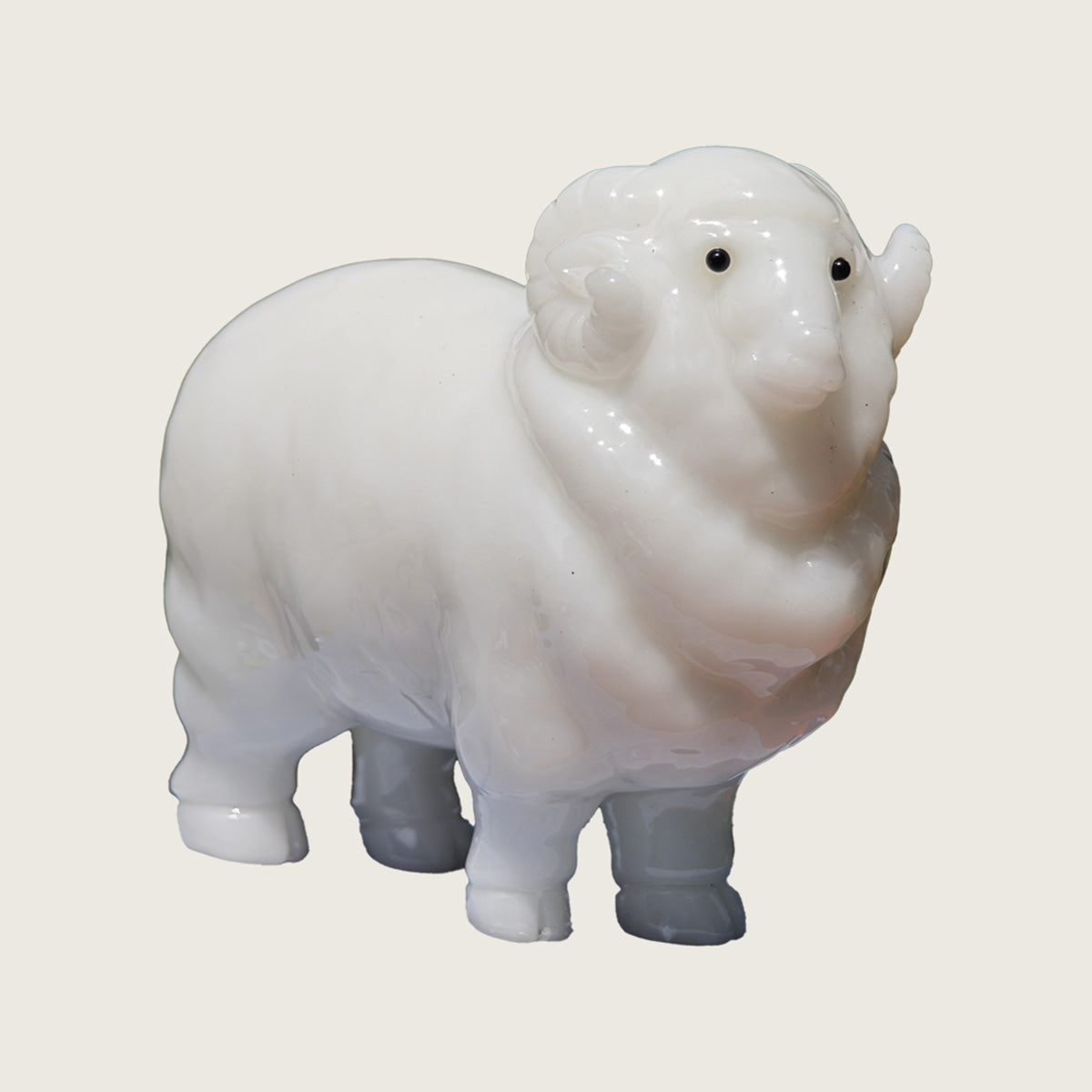 3.5" White Jade Sheep Carving  #CHA0016