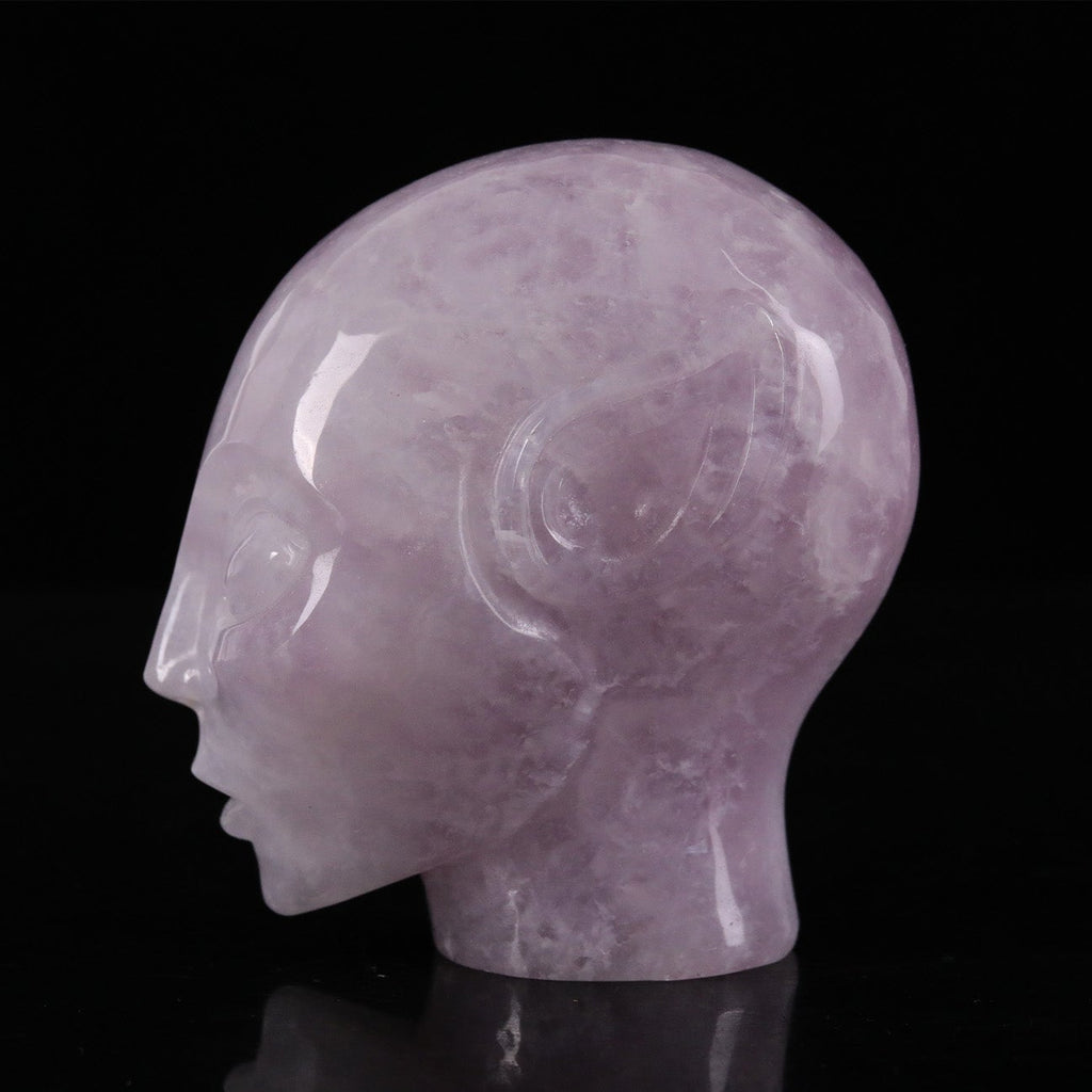 3.8" Rose Quartz Alien Skull Carving  #CSC0043
