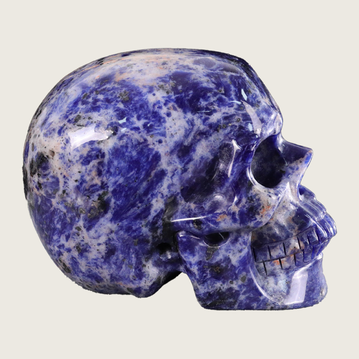 4.5" Sodalite Human Skull Carving  #SKH45006