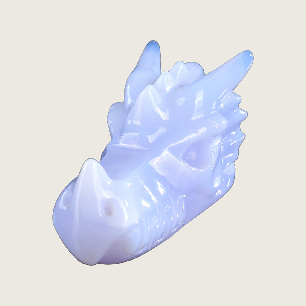 3.3" Blue Chalcedony Dragon Skull Carving  #CSC0003