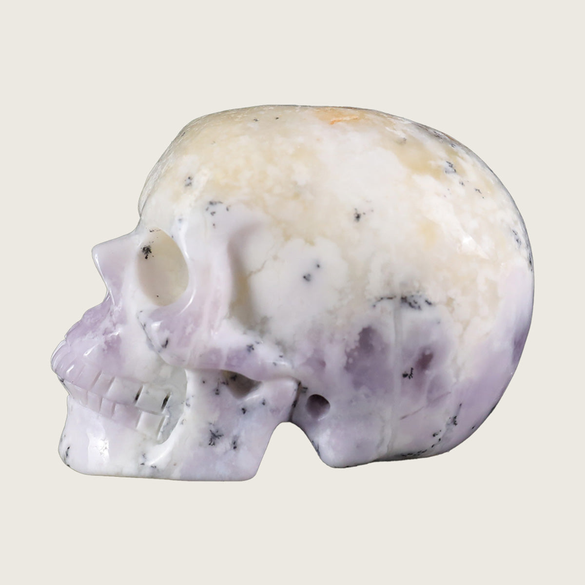 2.2" White Opal Human Skull Carving  #SKH22015