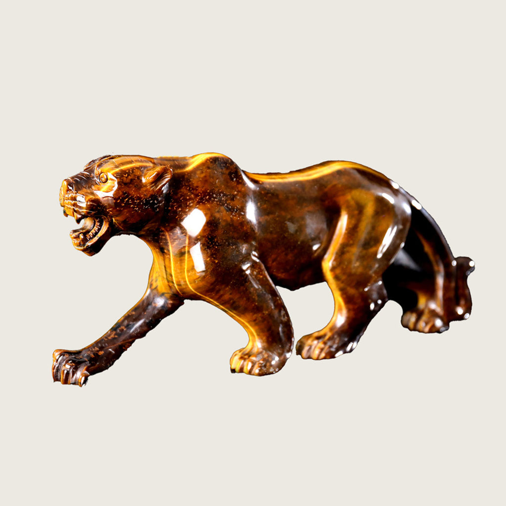 10.8" Tiger Eye Leopard Carving  #CTC0007