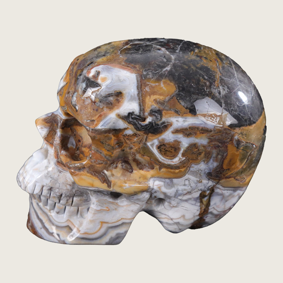 4.5" Red Crazy Lace Agate Human Skull Carving  #SKH45004