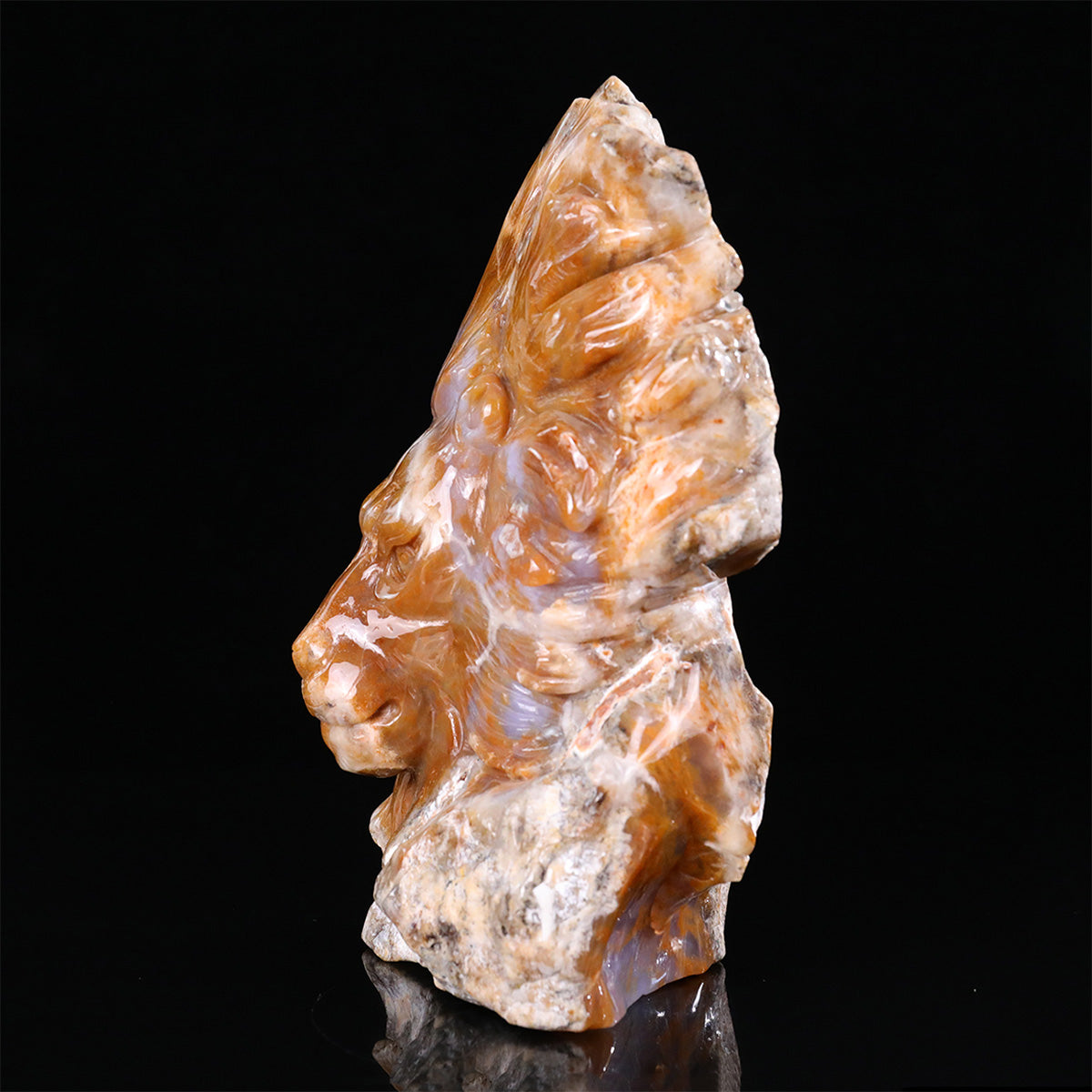 8.3" Yellow Chalcedony Lion Head  #CTC0082