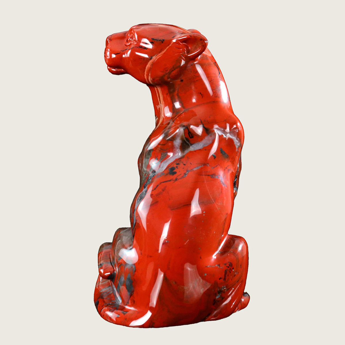 5.0" Red Jasper Leopard Carving  #CTC0011