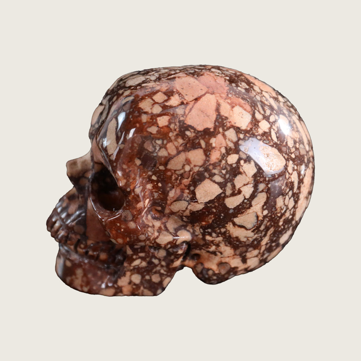 3.0" Coffee Stone Crystal Skull Carving  #SKH30059