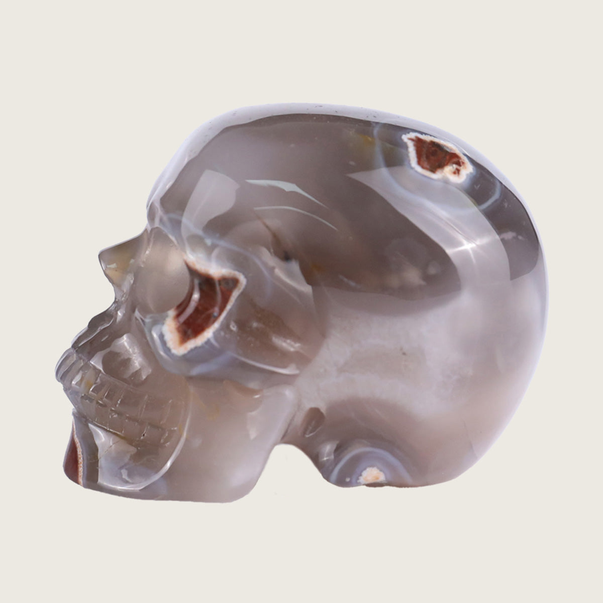 2.2" Volcanic Agate Human Skull Carving  #SKH22014